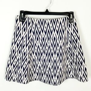 Zara Tarafluc Tribal White Navy Flare Skirt Medium